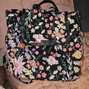 Rare Vera Bradley Boho Black Floral Backpack